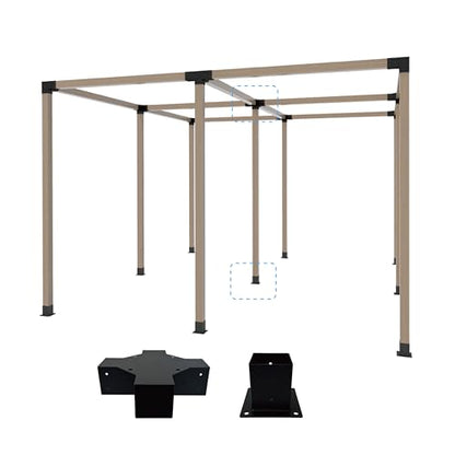 Pergola Bracket Kit 4x4, 1pcs 5-Way Corner Bracket and 1 Base, Used as The Middle Support of Large Awnings, for Connecting The Extended Pavilion Wood Beams of The Gazebo and Wood Stand Sheds - size: 4x4 Extension Middle 1pc + Base 1pc