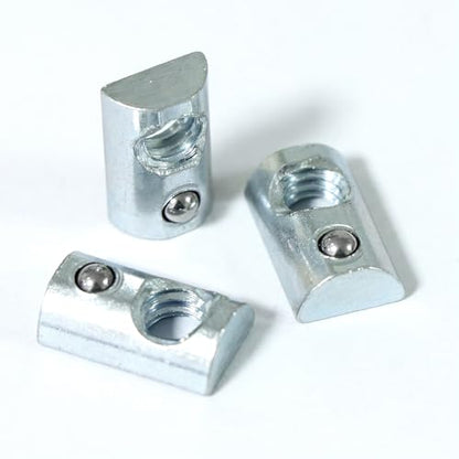 1/4"-20 Threaded Steel Roll in T-Nut with Ball Spring, T-Slot Nuts Accessory Hardwares for 10 Series Aluminum Extrusion Profiles Rail (20)
