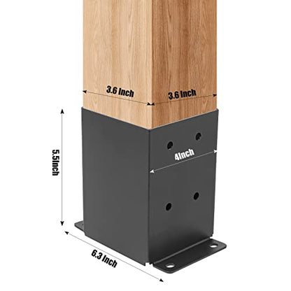 4 Pcs 4"× 4" Post Base (Inner Size 3.6"x3.6") Post Brackets - size: 4 Pcs, style: 4"x 4"