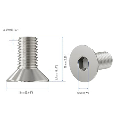 10 Pcs M8x10mm Flat Head Socket Cap Screws,Allen Hex Drive Type, 304 Stainless Steel countersunk Bolt, Full Threaded - size: M8x10mm /10 Pcs