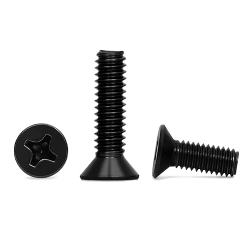 M4 x 8mm Countersunk Flat Head Machine Screws, Full Thread, 304 Stainless Steel Black Finish, 50 PCS - size: M4 x 8mm