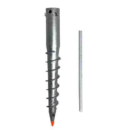 Ashman Ground Screw Round Posts (4 Pack), Outdoor No Dig Ground Screw Anchor with helical Spiral, 21" Inch Long - Fits Round Post & Flag Pole Base Ground Mount Screw in Post Stake, Mailbox Posts.