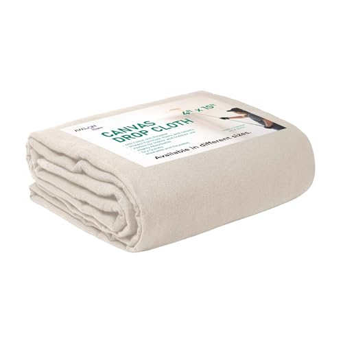 Canvas Drop Cloth for Painting 4x15 feet Pack of 1-8oz Painters Drop Cloths for Painting - All Purpose Canvas Tarps for Floor & Furniture Protection - Recycled Cotton Fabric - size: 4x15 Ft - 1 pc