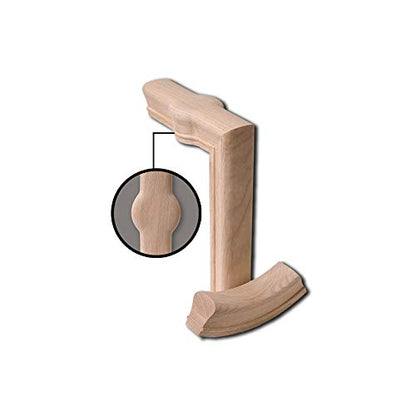 7288-2 Red Oak 2 Rise Straight Gooseneck with Cap - 6210 Wood Staircase Handrail Fitting for Stair Remodel - style: 2 Rise Straight Gooseneck w/ Cap - Red Oak