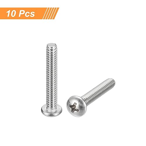uxcell #10-24x1-1/4 Pan Head Machine Screws, 304 Stainless Steel 18-8 Screw, Phillips Drive, Fully Threaded, Bright Finish, Pack of 10 - size: #10-24x1-1/4"