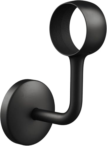ROTHLEY Pipe Stair Handrail, 3Ft Metal Staircase Handrails Black Powder Coated Steel Hand Rails for Indoor & Outdoor Steps Wall Mount Support 1.6" Round Stair Railing with Zinc Alloy Brackets - size: 3.3FT