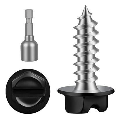 #8 x 5/8" Black Painted Hex Washer Head Self Tapping Screws, Self Piercing Gutter Screws, Socket Bit Included, 100 PCS - color: Black, size: #8 x 5/8"
