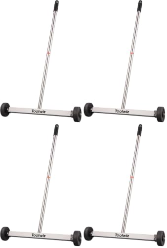 Toolwiz Magnetic Pick Up Sweeper 17-inch Heavy Duty Magnet Pickup Lawn Sweeper Roofing Tools, 8.8 Lbs Yard Tools with Smooth Wheels to Clean Nails for Construction (Pack of 4) - size: 17 Inches (Pack of 4)