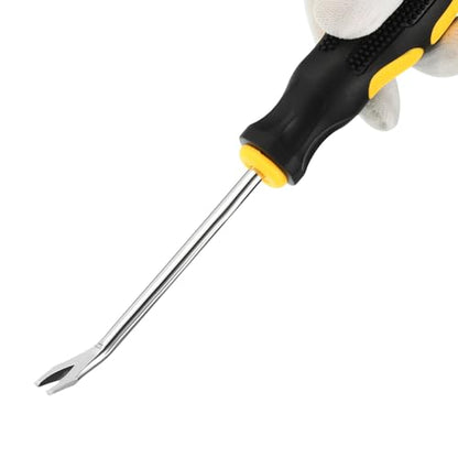Upholstery Staple Remover, 4" V Curved Construction Staple Puller Staple Nail Tack Tool for Furniture Wooden Floor Photo Frame, Yellow