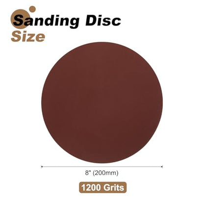 uxcell 25pcs 8-Inch PSA Sanding Discs, 1200 Grits Aluminum Oxide Self Adhesive Stick Back Sandpapers, No-Hole Round Wet/Dry Sander Papers, Sand Auto Car Paint, Wood, Metal - size: 1200 Grit