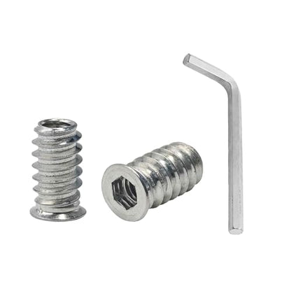 40PCS 1/4-20 x 20mm Threaded Inserts for Wood, Hex Socket Drive Metal Nut Fasteners with Hex Wrench for Furniture Assembly - size: 1/4-20 x 20mm