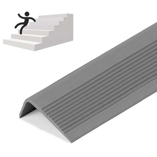 Rubber Stair Nosing - Stair Anti-Slip Adhesive Strip, Made of Wear-Resistant Rubber, Mute, Easy to Install - Indoor/Outdoor, Helps Elderly and Children Prevent Slipping (1, Grey, 3.3Ft) - color: Grey, size: 3.3Ft