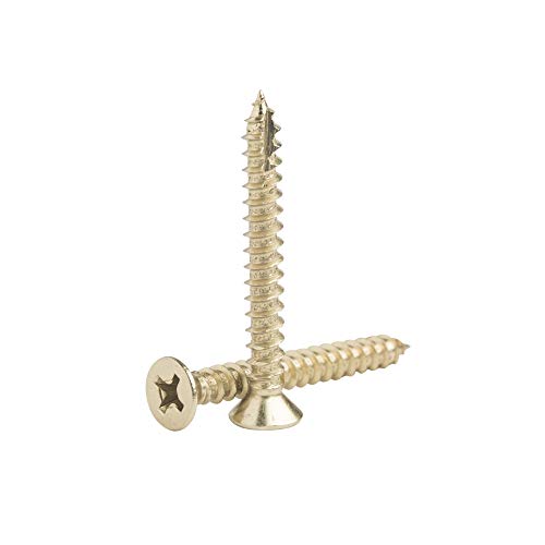 Wood Screws for Door Hinges DIY Cabinets Polished Brass 9 x 1.5 Inch 24-pk - color: Bright Polished Brass