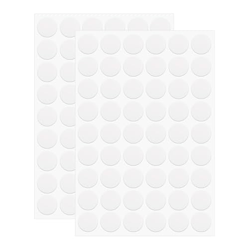 Generic 2 Sheets Screw Hole Covers Stickers 21mm 54 in 1 Self Adhesive Screw Covers Caps Waterproof Dustproof Sticker PVC for Wall Cabinets Desk Screws Furniture Repairing, White