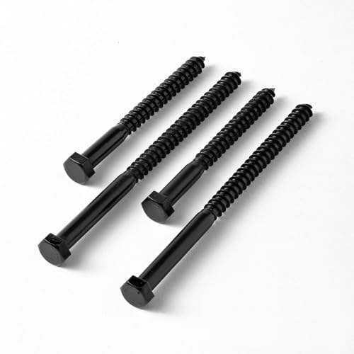 3/8×6'' (6 Pack) Hex Head Lag Screws Bolts with Washers, Heavy Duty Lag Screws, Black Oxide 304 Stainless Steel Bolts 18-8, Wood Screws, Partial Thread - size: 3/8×6