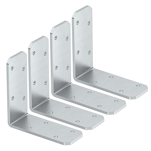 3"x3"x1.2" Steel L Bracket 3mm Thick Galvanized Angle Brackets 4Pc - color: Galvanized-4 Pcs