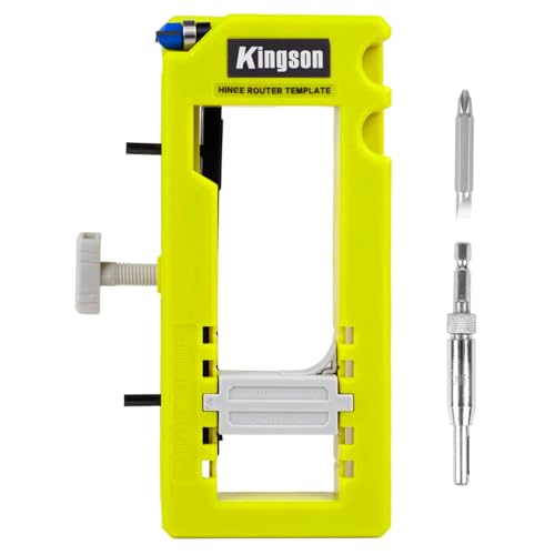 Adjustable Door Hinge Jig Router Template Kit, Hinge Mortising Guide Fits 3"-5" Length, 1/4" & 5/8" Thickness Door Hinges with Drill Bits