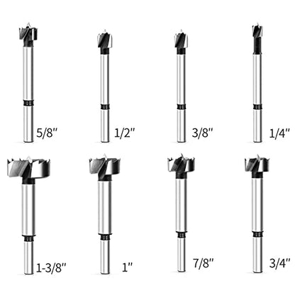 BAIDETS Forstner Bit Set 8Pcs - Forstner Bit Wood Drilling, Forstner Drill Bit with Center Positioning - size: 8 PCS
