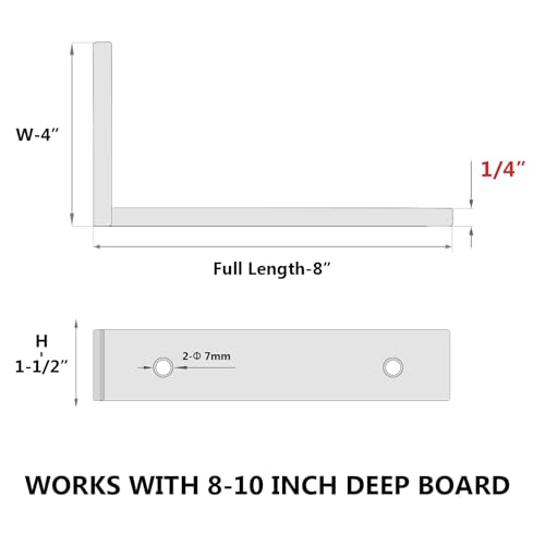NEODROP 8-Pack 8 Inch Heavy Duty Shelf Brackets, Premium Floating L Bracket for Wall, Kitchen, Mantel Shelves Support | Quarter Inch (1/4") Thick | Black Powder Coated Steel - size: 8 Inch, style: 8 Pack
