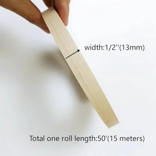 Maple Wood Veneer Edge Banding Tape,1/2 inch ×50ft Preglued Iron On Wood Veneer,Backed with Hot Melt Self Adhesive Strips,Plywood Edgebanding Roll for Cabinet Furniture Edging Trim - size: 1/2" x50'