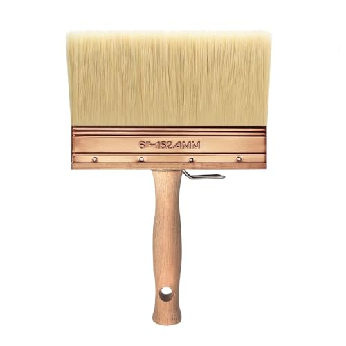 Deck Stain Brush 6", Attachable Paint Brush with Wooden Handle - color: 6 Inch