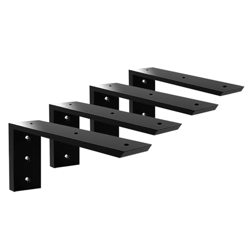 Countertop Support Bracket 12 Inch 4 Pack Countertop Bracket for Granite 3/8" Thick 12"x6"x2.5" Heavy Duty L Brackets Shelf Brackets Metal Corbels for Quartz/Granite/Wood/Concret/ Laminate Countertops - size: 12 Inch, style: black-4 pack