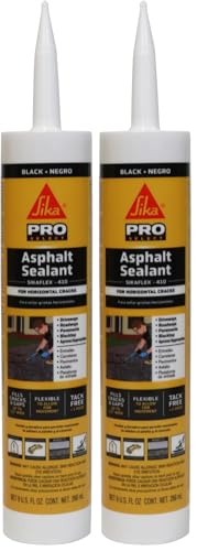 SIKA Sikaflex-410 Asphalt Sealant, Black, Self-Leveling Hybrid Sealant for Filling Cracks in Asphalt Driveways, Roadways, and Pavements - 9 fl. oz. Cartridge, Fills Cracks up to 1.5 in. Wide - size: 9 Fl Oz (Pack of 2)