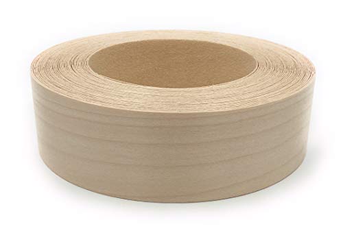Edge Supply Birch Preglued 1 1/2" X 50' Roll, Wood Veneer Edge Banding, Flexible Wood Tape, Easy Application Iron On with Hot Melt Adhesive. Smooth Sanded Finish. High Quality. Made in USA.