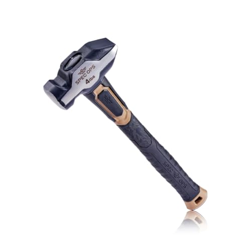 Spec Ops Tools Blacksmith Hammer for Striking, Demolition & Metalworking, Bi-Material Shock-Absorbing and Vibration Dampening Handle, 4 lbs - size: 4 lbs