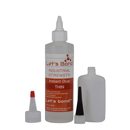 Let's Bond 8 oz Thin Professional Grade Instant Glue Bundle, Premium Cyanoacrylate, 5 CPS - size: 8 oz Bundle