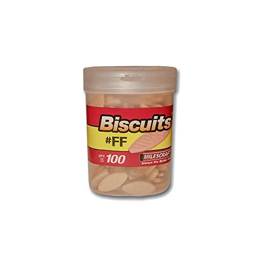 Milescraft 5355#FF Biscuits in a Bottle (100 pc.) - For use in Wood Joining, Woodworking, and Crafting. Works with Standard Biscuit Joiners. – Size #FF, Beige - size: #FF
