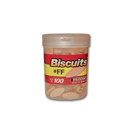Milescraft 5355#FF Biscuits in a Bottle (100 pc.) - For use in Wood Joining, Woodworking, and Crafting. Works with Standard Biscuit Joiners. – Size #FF, Beige - size: #FF