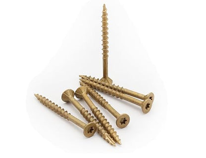 LBY 100pcs Deck Screws, # 8 × 2'' Heavy-Duty Outdoor Wood Screws, Alloy Steel, Galvanized & Rust-Resistant with Road Rust Treasure Technology, Star Bit, (Golden) - size: # 8 × 2''