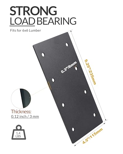 8 Pcs Ultra-Thick Straight Mending Plate, 9.25" x 4.5" Extreme Weatherproof Flat Bracket, Heavy Duty Steel I-Shape Timber Connector for 6x6 8x8 Lumber, Outdoor Pergola, Deck & Cabin - size: 8 Pack, style: P-Shape Tie
