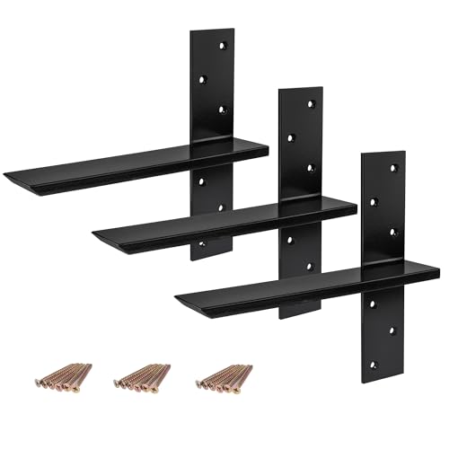 (3-Pack) Free Hanging T Shelf Bracket, Solid Heavy Duty Floating Bracket - size: 12 Inch