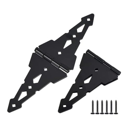HOME MASTER HARDWARE 8" Heavy Duty Gate Hinges, 6 Pack Strap Hinges, Black