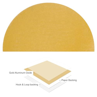 50pcs No Hole Sanding Discs- [ 3 Inch 500 Grit ] Round Hook and Loop Grip Sanding Pads Sheet Sandpaper for Automotive Woodworking Metal Polishing Use| Gold, Aluminum Oxide - size: 500 grit
