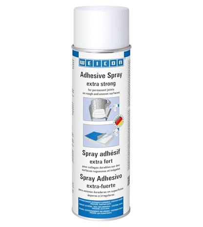 WEICON Adhesive Spray Extra Strong 500 ml | Transparent | Adhesive Spray for Felt, Foam, Leather, Carpets, Rubber, Wood | Craft Material Adhesive | Multipurpose | Strong Spray Glue | Industrial Grade