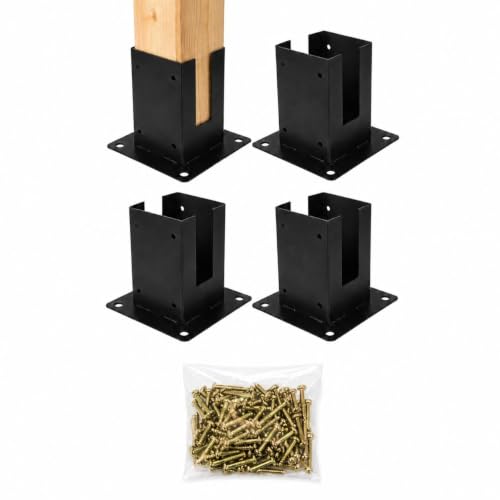 Garvee 4x4 Post Base 4 Pcs (Inner Size 3.7x3.7) Post Anchors,13GA Thick - size: 4PC Post Base(4*4)