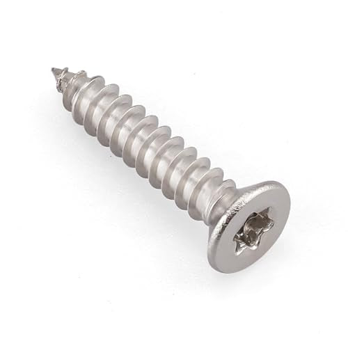 Glvaner 100-pack #6 x 1-1/4" Torx Flat Head Self Tapping Wood Screws, 304 Stainless Steel 18/8, Indoor/Outdoor Use, Includes Torx Bit - size: #6 x 1-1/4