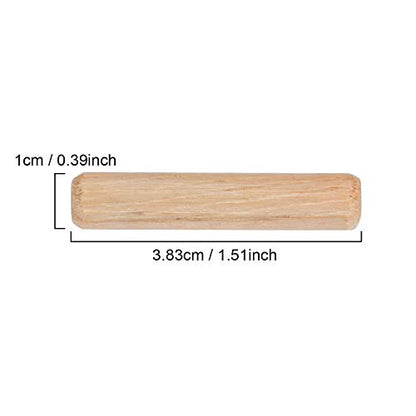 ZOENHOU 1000 PCS 3/8" x 1 1/2" Wooden Dowel Pins, Straight Dowel Rods Made of Hard Wood, Fluted Wood Dowel Plugs with Beveled Ends Tapered for Easy Insertion, Accessory Kit for Woodworking Furniture - size: 3/8" x 1 1/2"