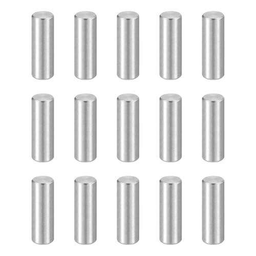 HARFINGTON 15pcs Dowel Pins M4(4mm) x 12mm 304 Stainless Steel Cylindrical Shelf Support Peg Pin Rod Fasten Elements for Metal Devices Wood Furniture DIY Installation, Silver - size: M4 x 12mm