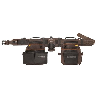 DEWALT Leather Tool Belt Organizer with 18 Pockets, Heavy Duty Construction (DWST550113) - size: One Size, style: Leather Tool Rig