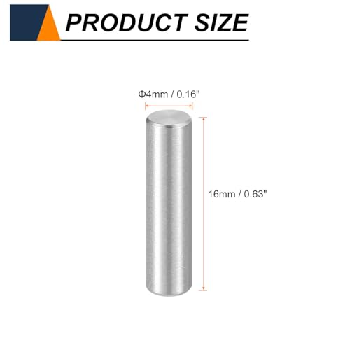 HARFINGTON 15pcs Dowel Pins M4(4mm) x 16mm 304 Stainless Steel Cylindrical Shelf Support Peg Pin Rod Fasten Elements for Metal Devices Wood Furniture DIY Installation, Silver - size: M4 x 16mm