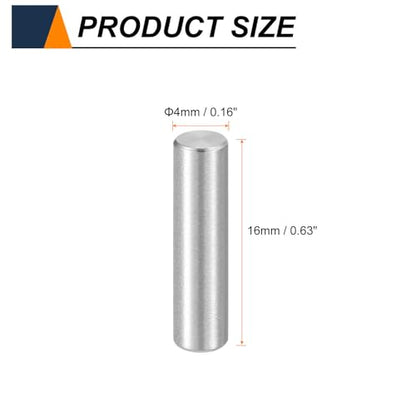 HARFINGTON 15pcs Dowel Pins M4(4mm) x 16mm 304 Stainless Steel Cylindrical Shelf Support Peg Pin Rod Fasten Elements for Metal Devices Wood Furniture DIY Installation, Silver - size: M4 x 16mm