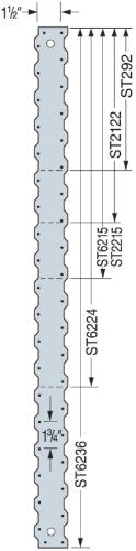 Strap Tie, 20 Gauge, Zinc, 2-1/16 x 12-13/16-In.