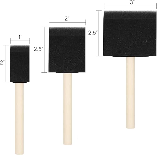 10 Pack Foam Brush Set – Assorted Sizes: 1 inch, 2 inch, 3 inch, 4 inch – Disposable Brushes for Paint, Varnish & Polyurethane – Lightweight Wood Handles