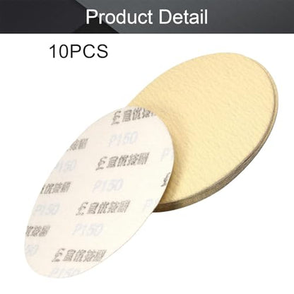 5 Inch 320-Grits Hook and Loop Sanding Discs Aluminum Oxide 10 pcs - size: 5 inch (No hole),Yellow