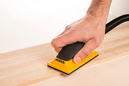 Mirka Hand Sanding Block for Hook and Loop Sheets, Vacuum-Ready, 2.75x5 in