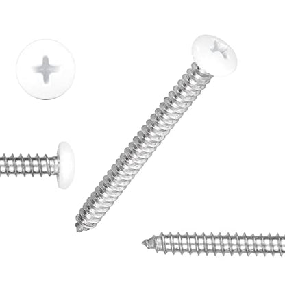 White Head 100 PCS #6x1-1/2(1.5 inch) Stainless Steel Phillips Pan Head Wood Screws,White Coated Screws Covers Head Wood Screws,Stainless Steel 18-8 A2(304) Screw,Home Screw Kit by QISHENG - size: #6 x 1.5 inch